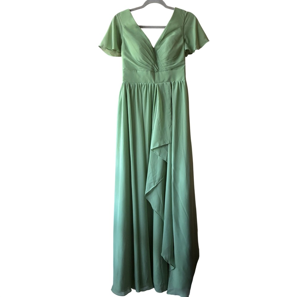 Wear Your Love Maxi Dress Womens 6 Sage Green NEW Chiffon Flutter‎ Sleeve Corset